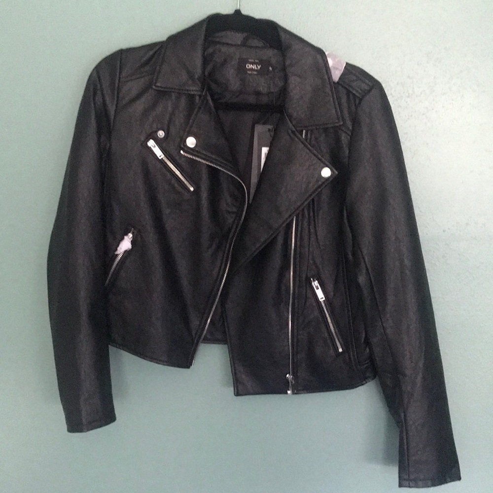 Embroidered leather jacket